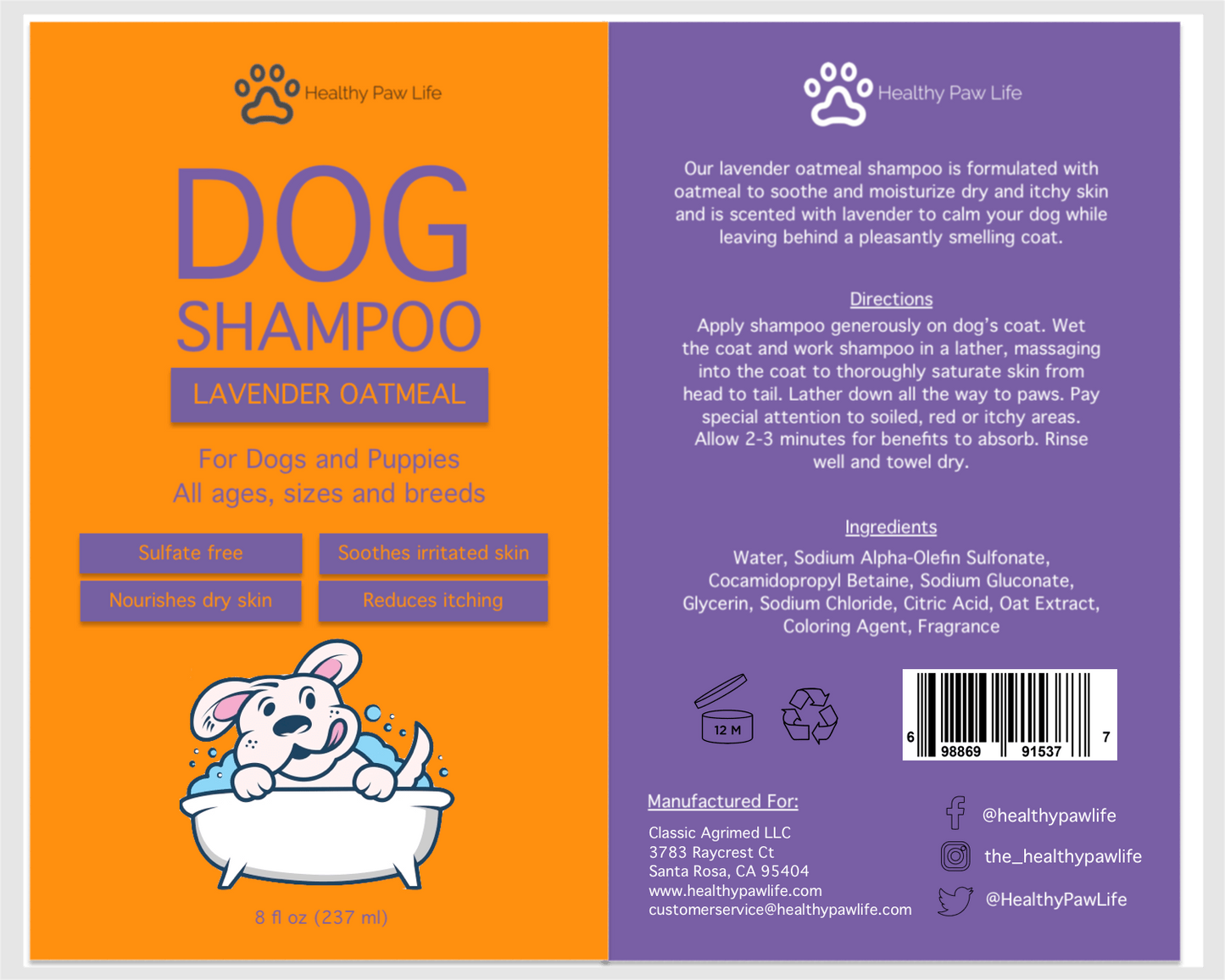 Pet Shampoo (Oatmeal & Lavender)