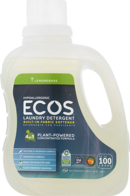 Earth Friendly Ecos Lemongrass Ultra Liquid Detergent (4x100 Oz)-1