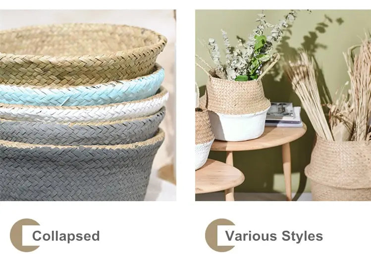 Wicker Storage Basket Flower Baskets Laundry Storage Decorative Basket Rattan Flower Pot Garden Planters Household Organizer