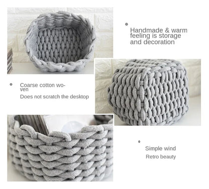 Woven Basket Cotton Rope Storage  Sundries Clothing Cosmetic Organizer Book Toy Desktop Storages Nordic Style Home Decor