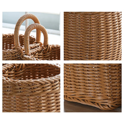 Flower Planter Wall Hanging Basket with Handle Decor Imitation Rattan Hanging Basket Woven Storage Baskets Handmade Flower Pots