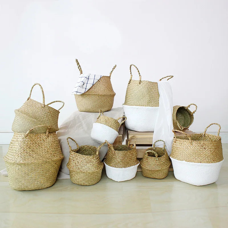 Wicker Storage Basket Flower Baskets Laundry Storage Decorative Basket Rattan Flower Pot Garden Planters Household Organizer