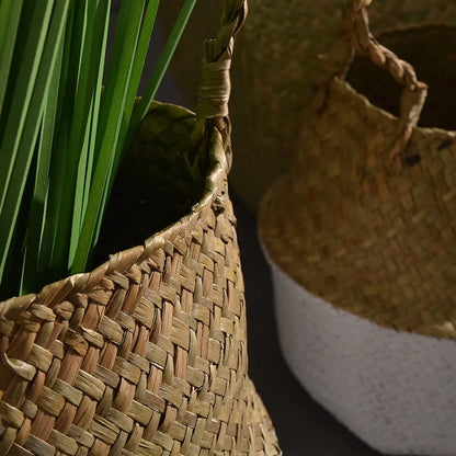 Wicker Storage Basket Flower Baskets Laundry Storage Decorative Basket Rattan Flower Pot Garden Planters Household Organizer