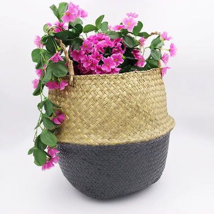 Wicker Storage Basket Flower Baskets Laundry Storage Decorative Basket Rattan Flower Pot Garden Planters Household Organizer