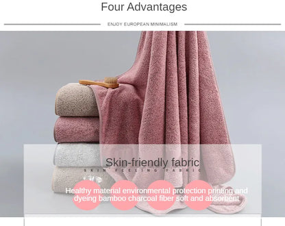 thick and big Bamboo Charcoal Coral Velvet Bath Towel For Adult Soft Absorbent Microfiber Fabric Towel Household Bathroom Towel