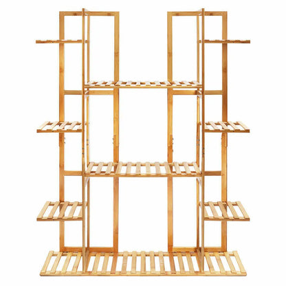 9 Tier Bamboo 17 Potted Plant Stand Rack Multiple Flowerpot Holder Shelf Indoor Outdoor Planter Display Shelving Unit for Patio