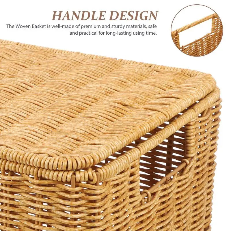 Woven Storage Basket Indoor Dresser Drawer Sundry Receiving Shelf Baskets Large Decorative Multi-function Clothes Toy Rattan