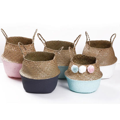 Wicker Storage Basket Flower Baskets Laundry Storage Decorative Basket Rattan Flower Pot Garden Planters Household Organizer