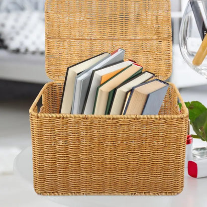 Woven Storage Basket Indoor Dresser Drawer Sundry Receiving Shelf Baskets Large Decorative Multi-function Clothes Toy Rattan