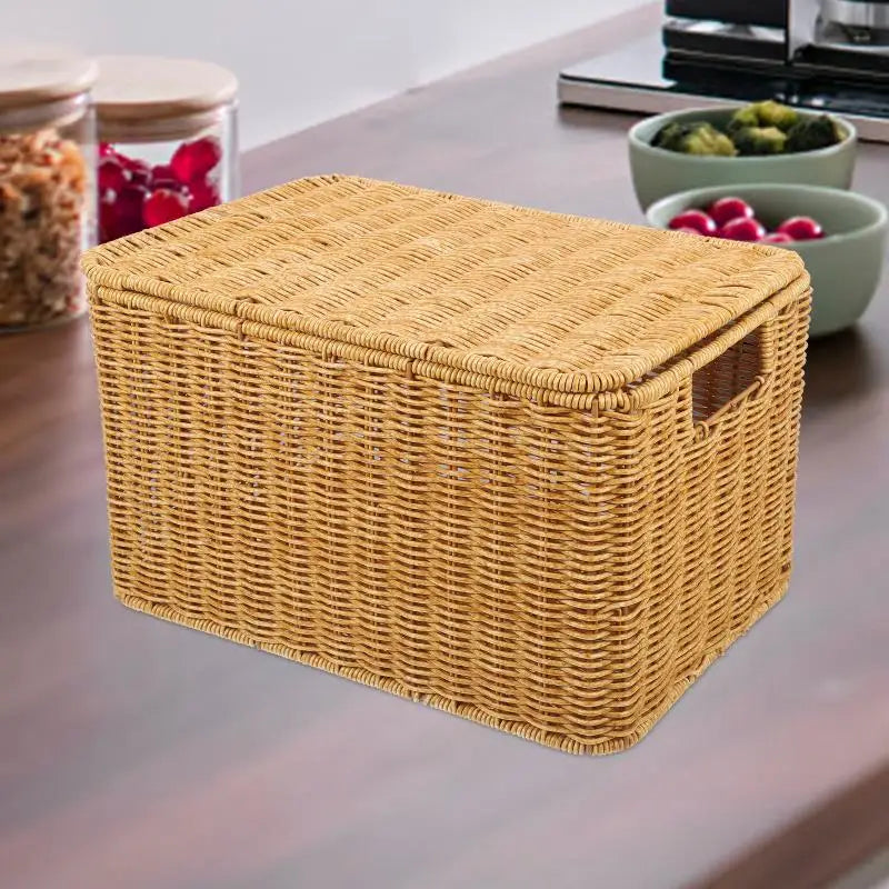 Woven Storage Basket Indoor Dresser Drawer Sundry Receiving Shelf Baskets Large Decorative Multi-function Clothes Toy Rattan