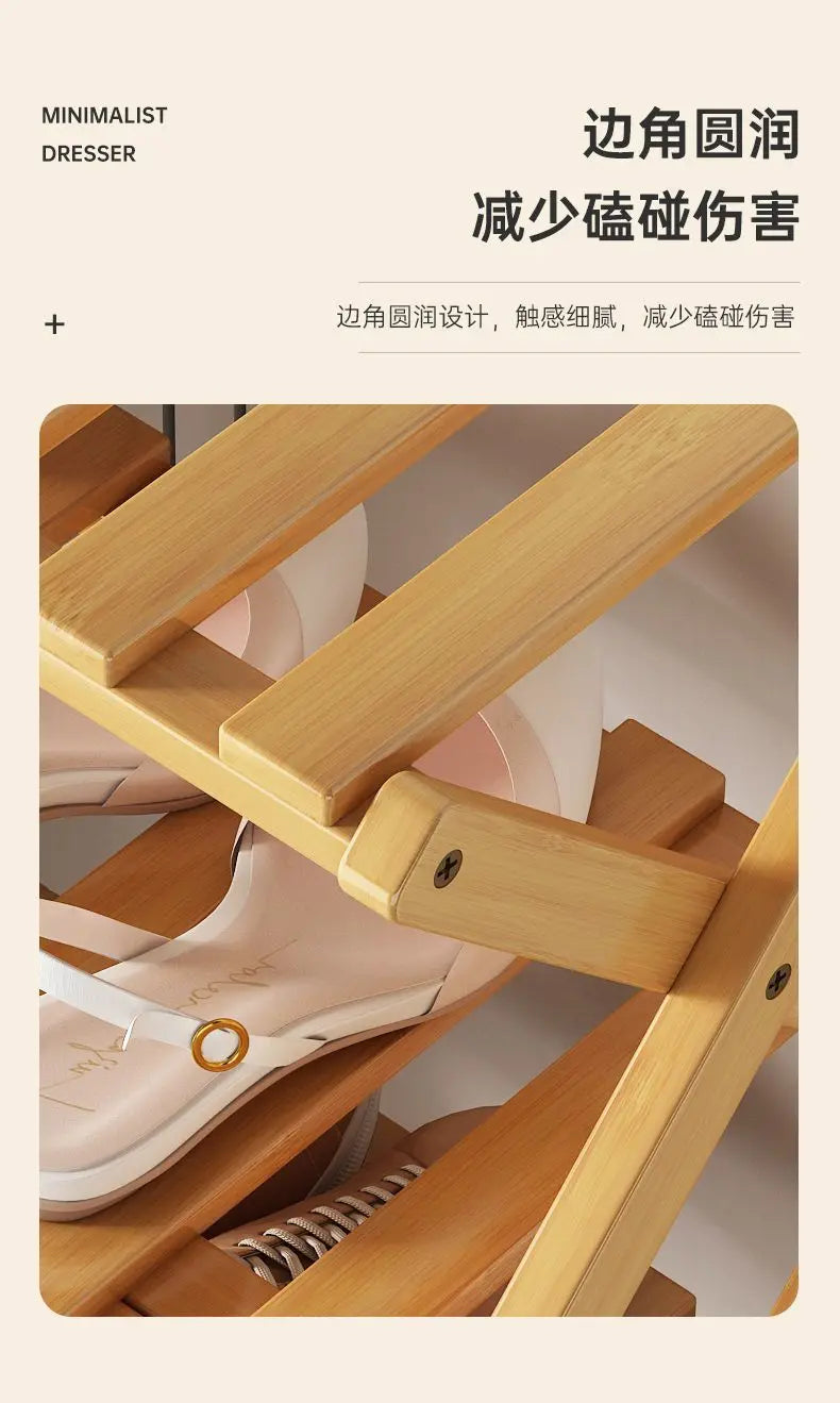 Simplicity Multi-layer Bamboo Shoe Rack Folding Shoe Rack Household Retractable Storage Rack Storage Shoes Shelf saves space