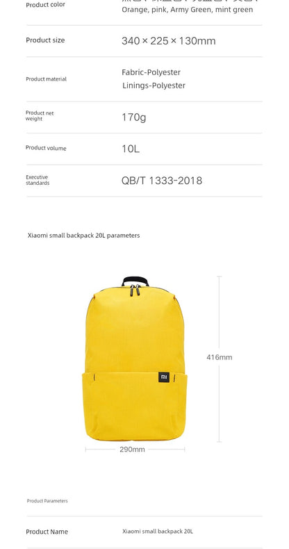 Xiaomi 10L  Backpack (Many Colors and 3 Sizes)