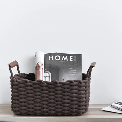 Woven Basket Cotton Rope Storage  Sundries Clothing Cosmetic Organizer Book Toy Desktop Storages Nordic Style Home Decor