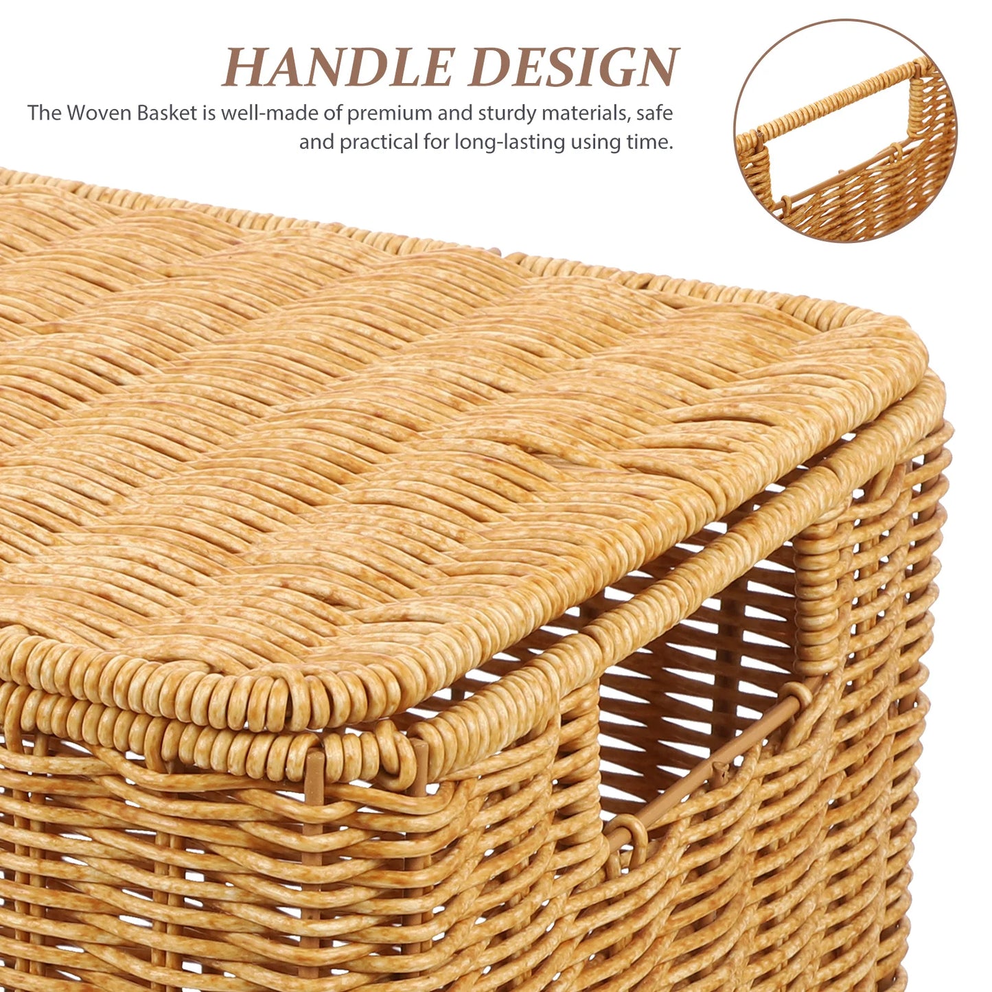 Woven Storage Basket Indoor Dresser Drawer Sundry Receiving Shelf Baskets Large Decorative Multi-function Clothes Toy Rattan