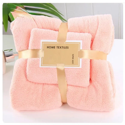 2023New Premium Japanese Style Thick Towel Set Super Absorbent Coral Fleece for Bath and Gift