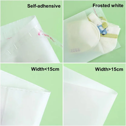 StoBag 100pcs Biodegradable Frosted White Self Adhesive Bag Clothes Shirt Packaging Storage Sealing Reusable Pouch Eco Friendly