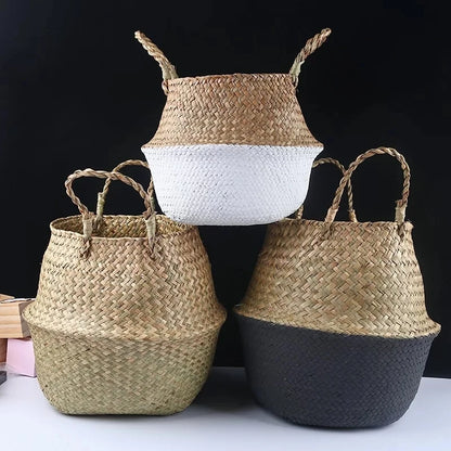 Wicker Storage Basket Flower Baskets Laundry Storage Decorative Basket Rattan Flower Pot Garden Planters Household Organizer