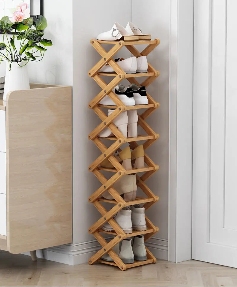 Simple Bamboo Installation-Free Shoe Rack 2-6 Tier Household Multifunctional Storage Rack Living Room Bedroom Shoe Shelf