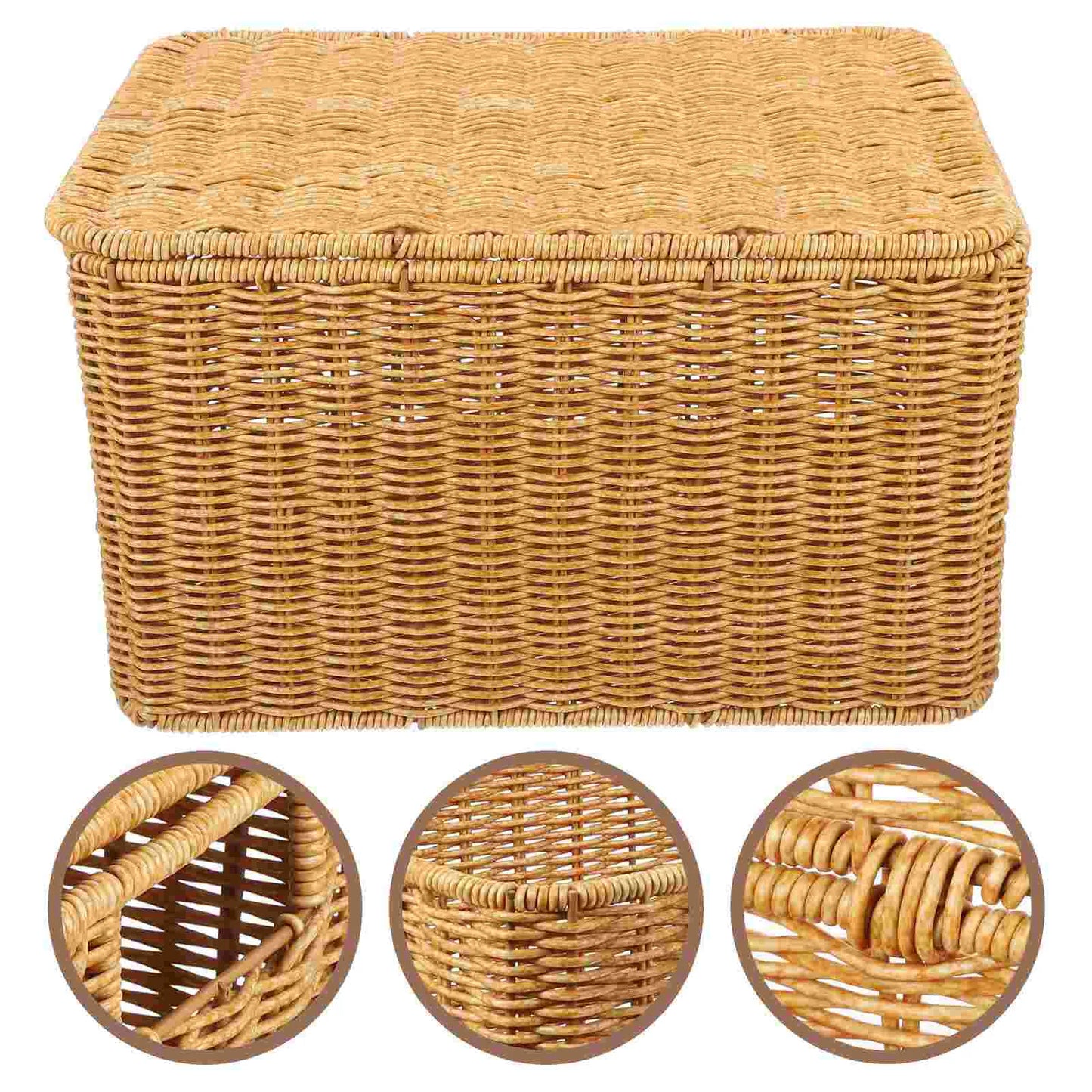 Woven Storage Basket Indoor Dresser Drawer Sundry Receiving Shelf Baskets Large Decorative Multi-function Clothes Toy Rattan