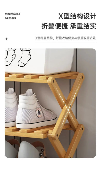 Simplicity Multi-layer Bamboo Shoe Rack Folding Shoe Rack Household Retractable Storage Rack Storage Shoes Shelf saves space