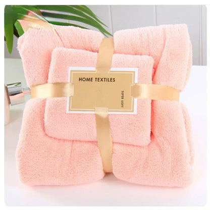 2023New Premium Japanese Style Thick Towel Set Super Absorbent Coral Fleece for Bath and Gift