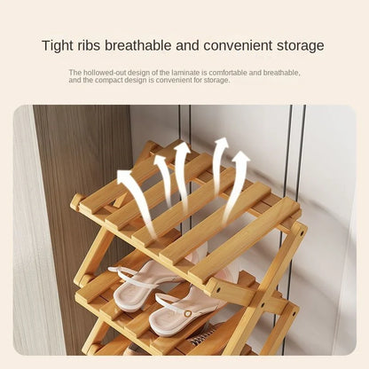 Simplicity Multi-layer Bamboo Shoe Rack Folding Shoe Rack Household Retractable Storage Rack Storage Shoes Shelf saves space