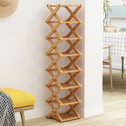 Simple Bamboo Installation-Free Shoe Rack 2-6 Tier Household Multifunctional Storage Rack Living Room Bedroom Shoe Shelf