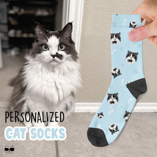 🐱 Personalized Cat Face Socks - Custom Hand-Drawn Portrait 🧦-0